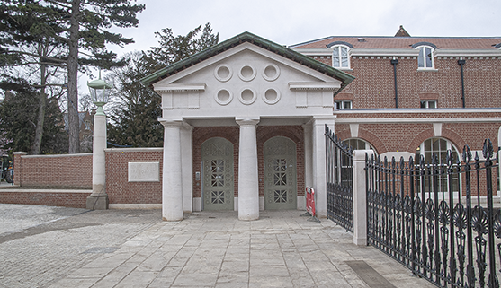 Lady Margaret Hall Porters Lodge entrance bespoke joinery doors.